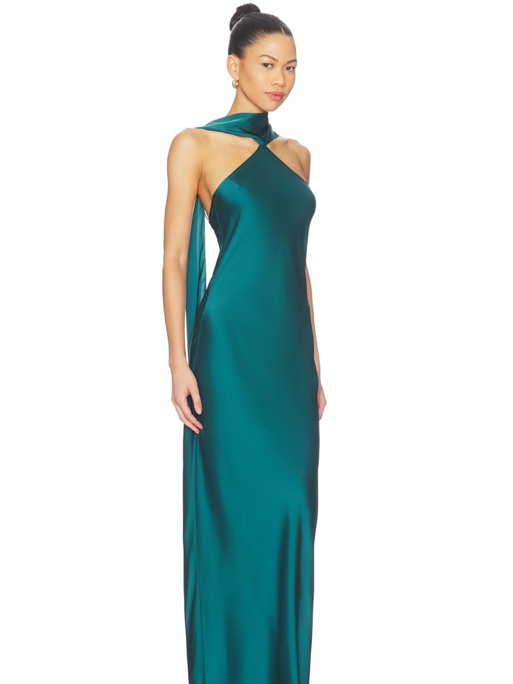 Amanda Uprichard Teal Backless Halter Gown
